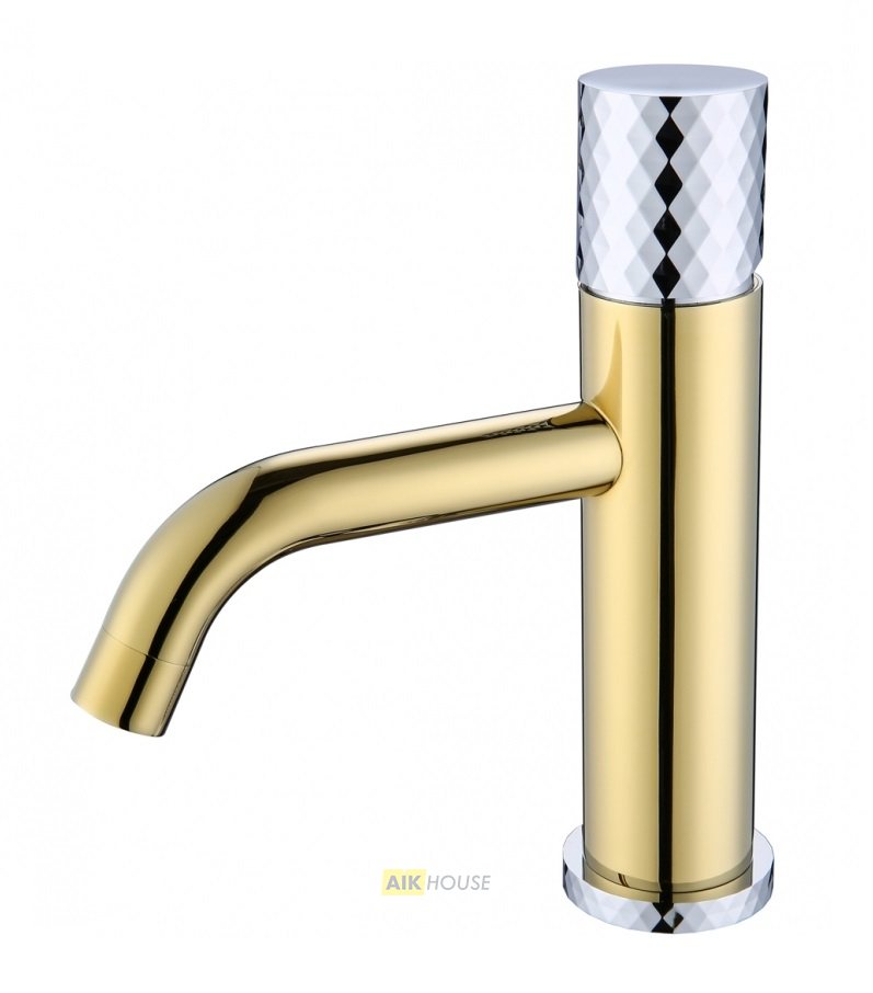 Смеситель Boheme Stick 121-GCR для раковины, gold diamond chrome
