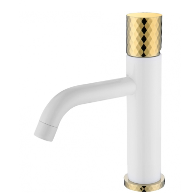 Смеситель Boheme Stick 121-WG для раковины, white diamond gold