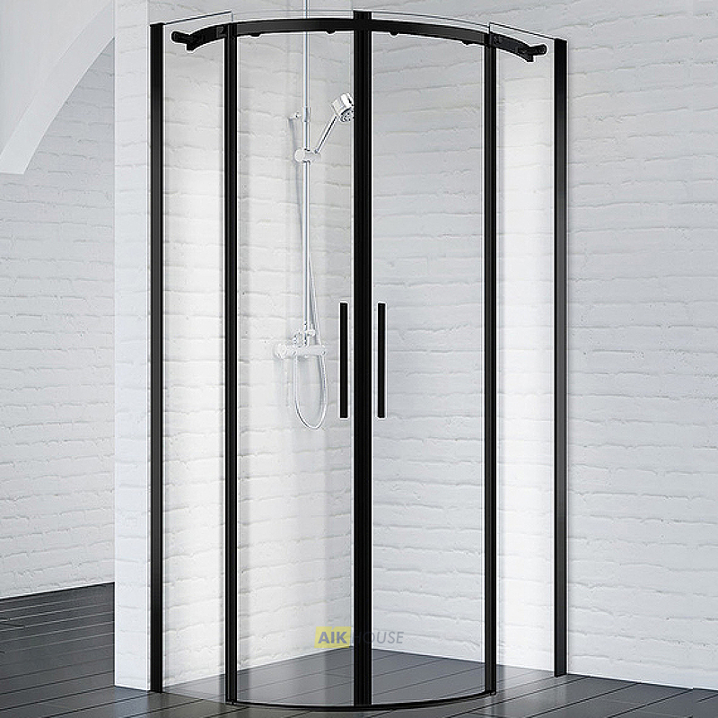 Душевой уголок BelBagno Acqua R-2-90-C-NERO профиль черный матовый