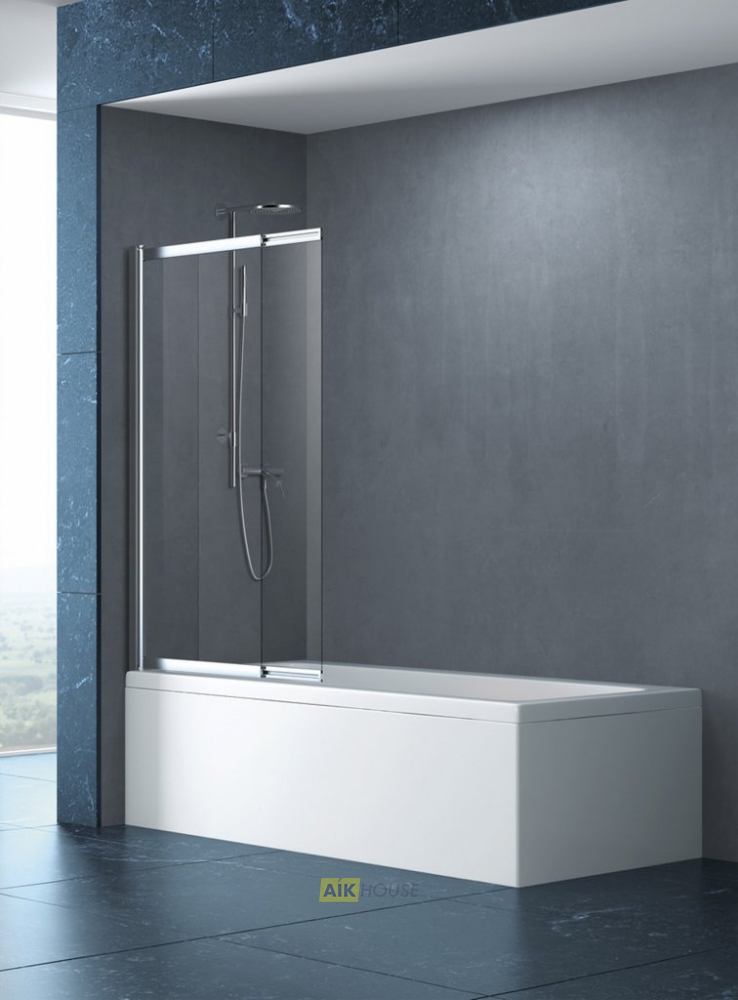 Шторка на ванну Cezares Slider VF-11-90/150-C-Cr стекло прозрачное