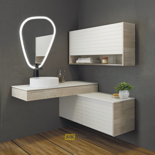Консоль Comforty Клеон-120 белый/дуб дымчатый с правой белой столешницей c раковиной COMFORTY 9110, 00-00001892