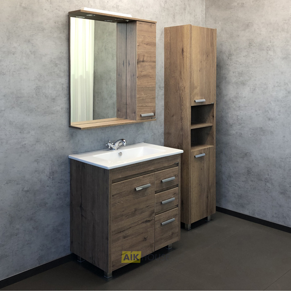 Тумба с раковиной Comforty Марио-75 дуб темный с раковиной Quadro 75, 00-00004157