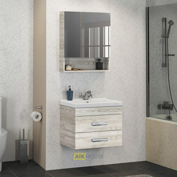 Тумба с раковиной Comforty Никосия-60П  дуб белый с раковиной Fest 60 F01, 00004138879