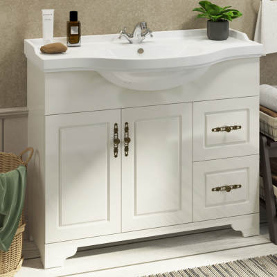 Тумба с раковиной Comforty Севилья-100 слоновая кость с раковиной COMFORTY Т-9315, 00003132627