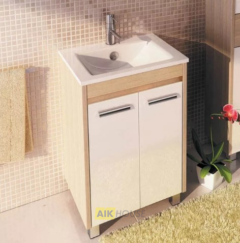 Тумба с раковиной Comforty Тулуза-60Д сосна лоредо с раковиной Quadro 60, 00003129012