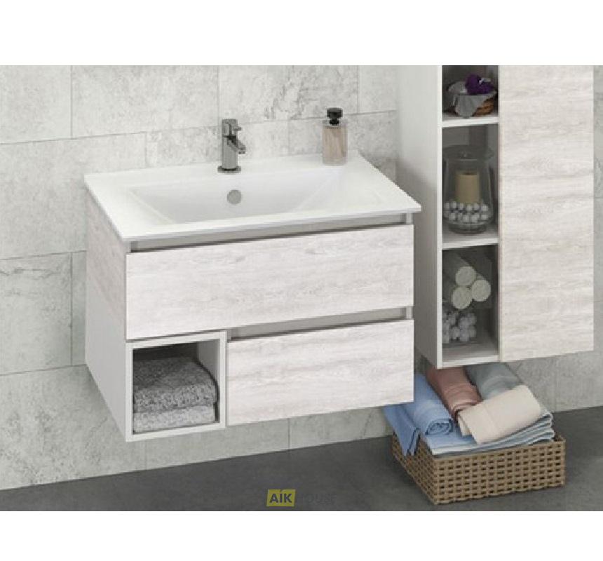 Тумба с раковиной Comforty Турин-90 дуб белый с раковиной COMFORTY 90E, 00004147127