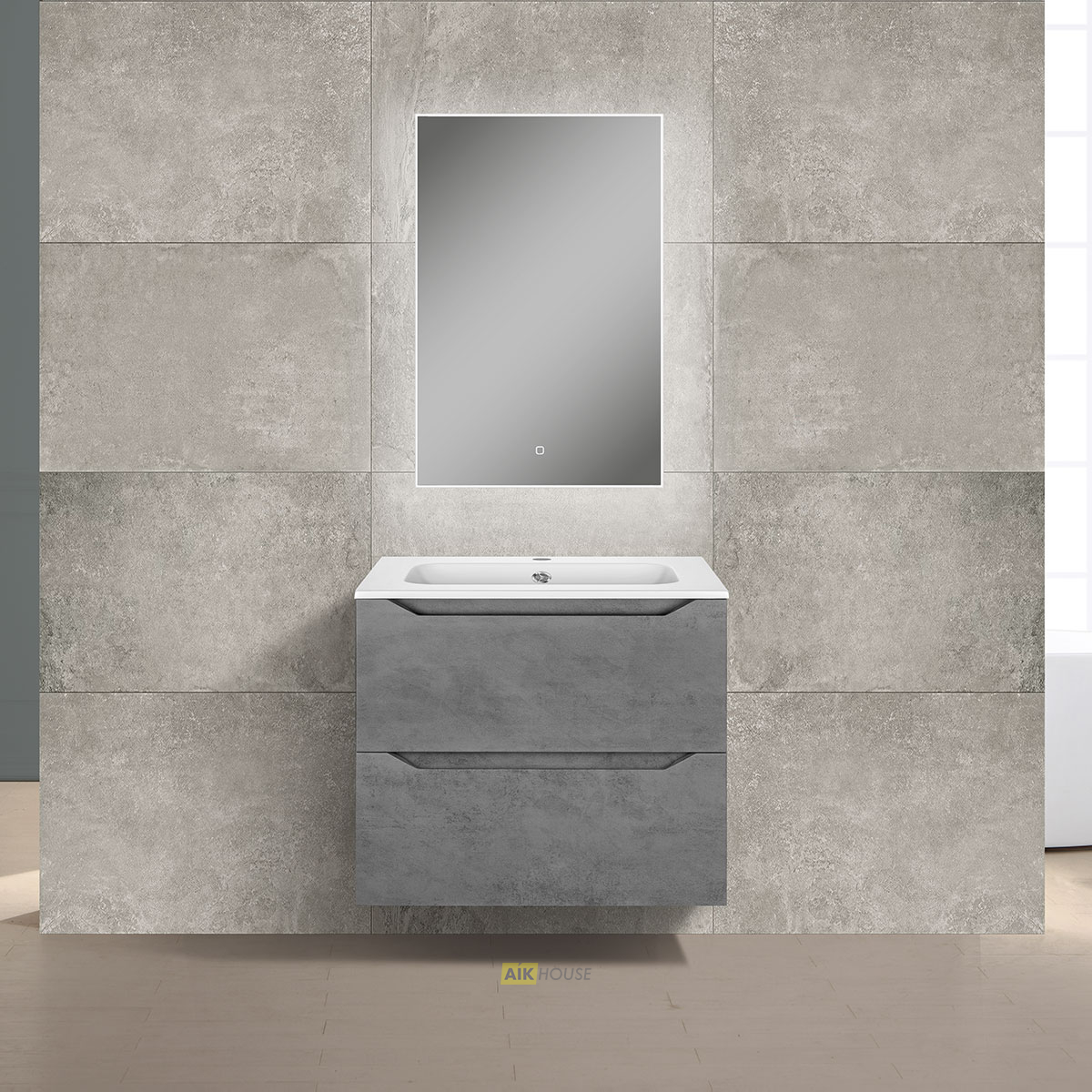 База под раковину Norma 600 подвесная, 2 выкатных ящика soft close, Beton