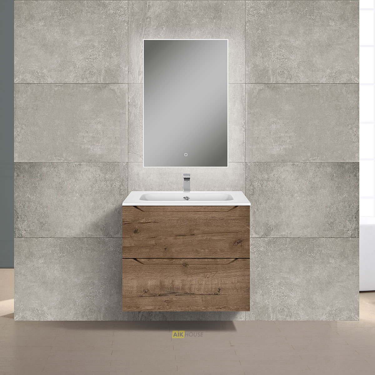 База под раковину Norma 600 подвесная, 2 выкатных ящика soft close, V.Oak