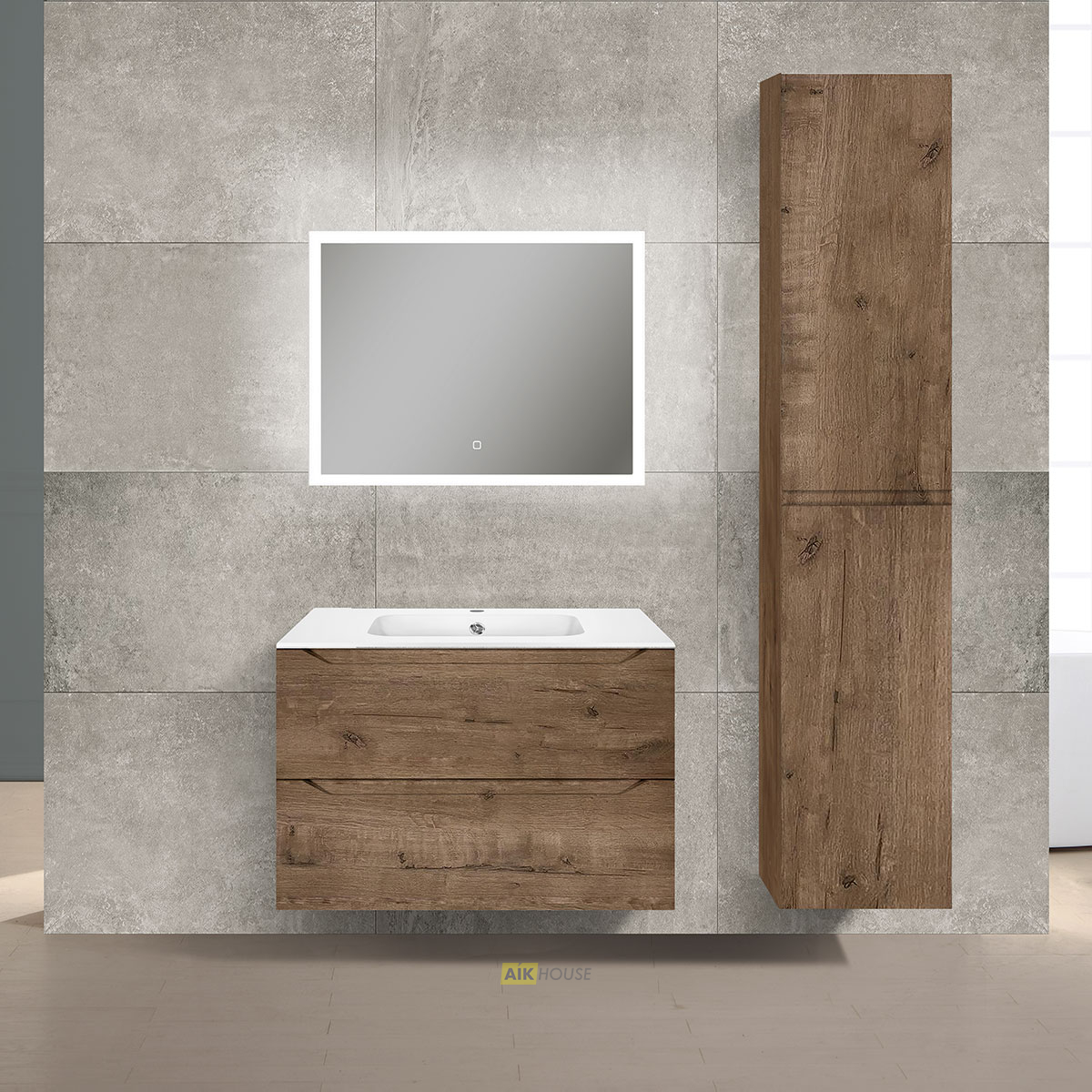 База под раковину Norma 800 подвесная, 2 выкатных ящика soft close, V.Oak