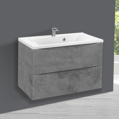 База под раковину Mia 750 подвесная, 2 выкатных ящика soft close, Beton