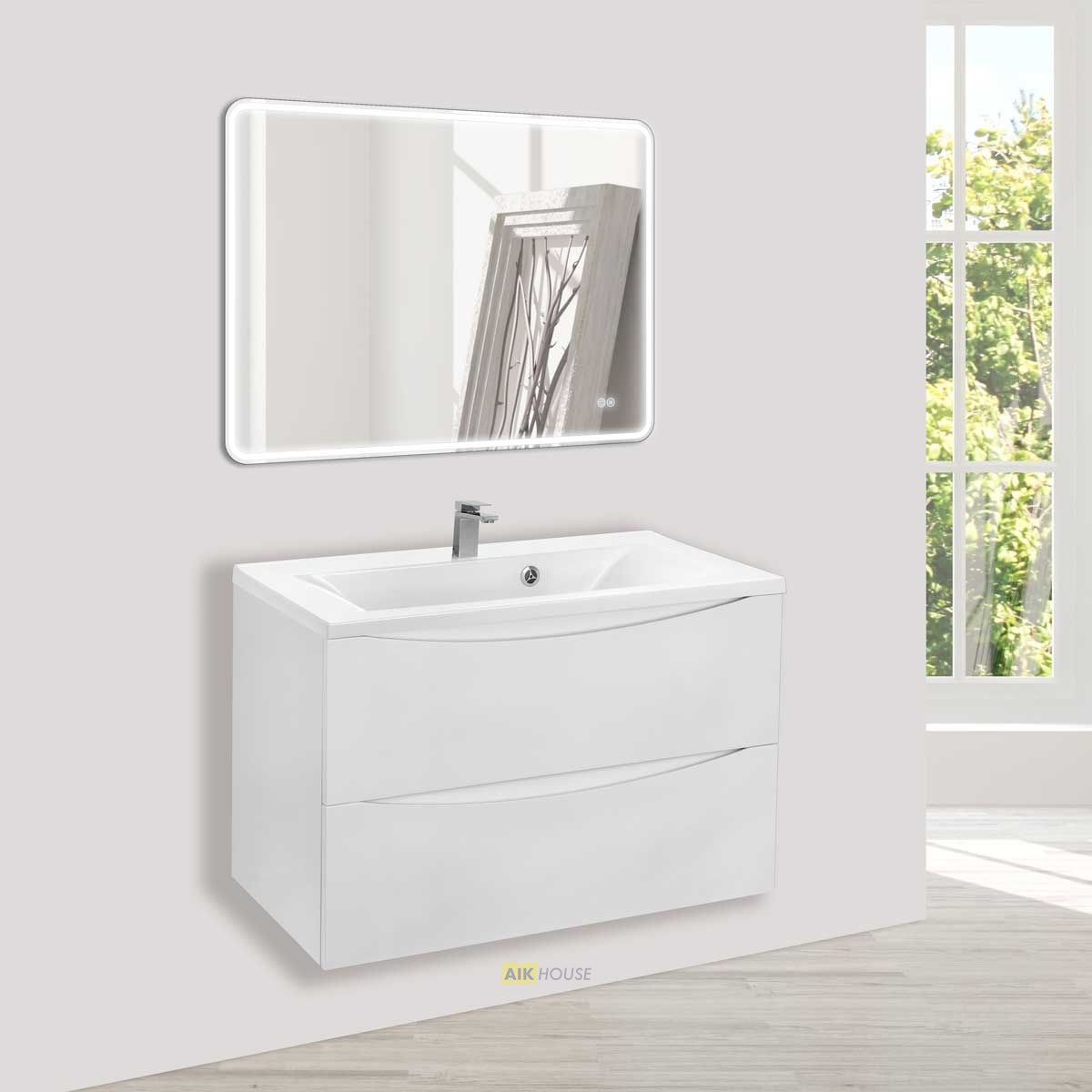 База под раковину Mia 800 подвесная, 2 выкатных ящика soft close, G.White