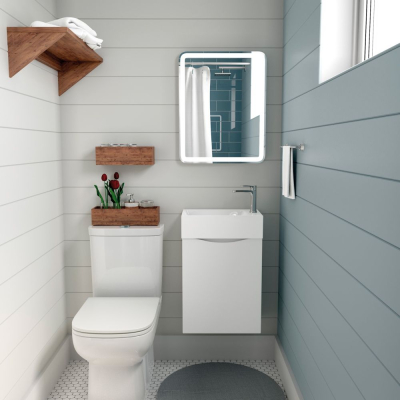 База под раковину подвесная с одной распашной дверцей, Bianco Lucido, 400x220x500, Liberty-400-1D-SO-BL-R