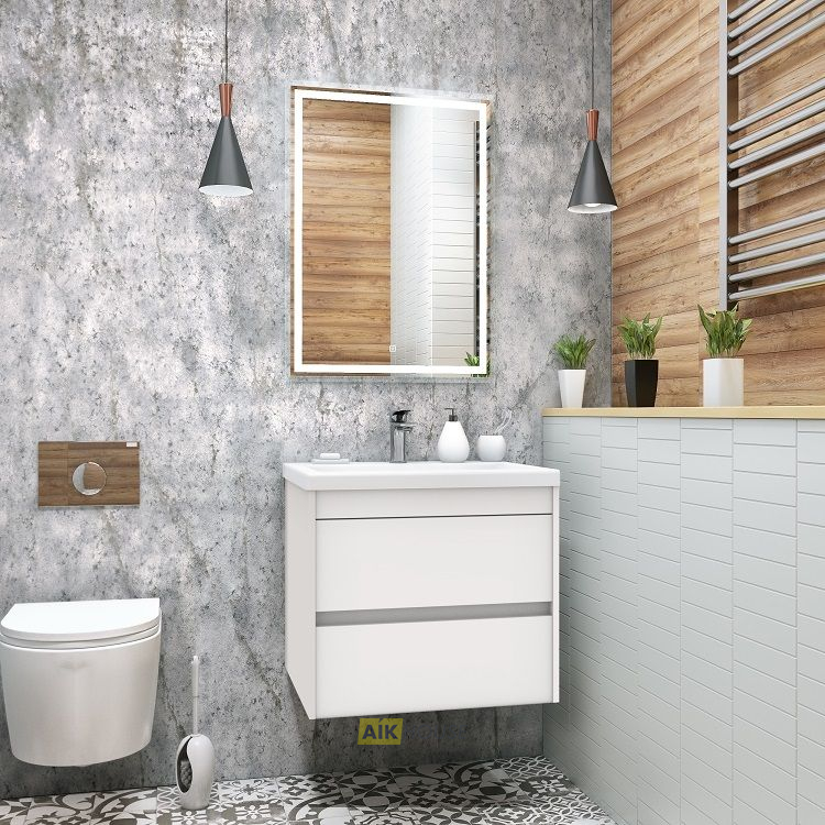 База под раковину подвесная с двумя выкатными ящиками, Bianco Lucido, 580x480x550, Family-580-2C-SO-BL