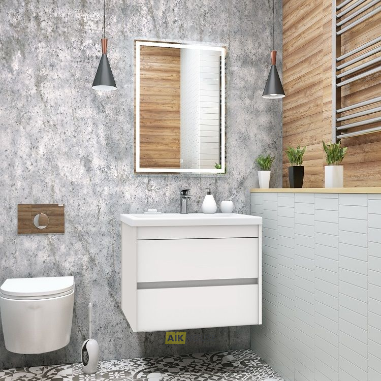 База под раковину подвесная с двумя выкатными ящиками, Bianco Lucido, 750x480x550, Family-750-2C-SO-BL