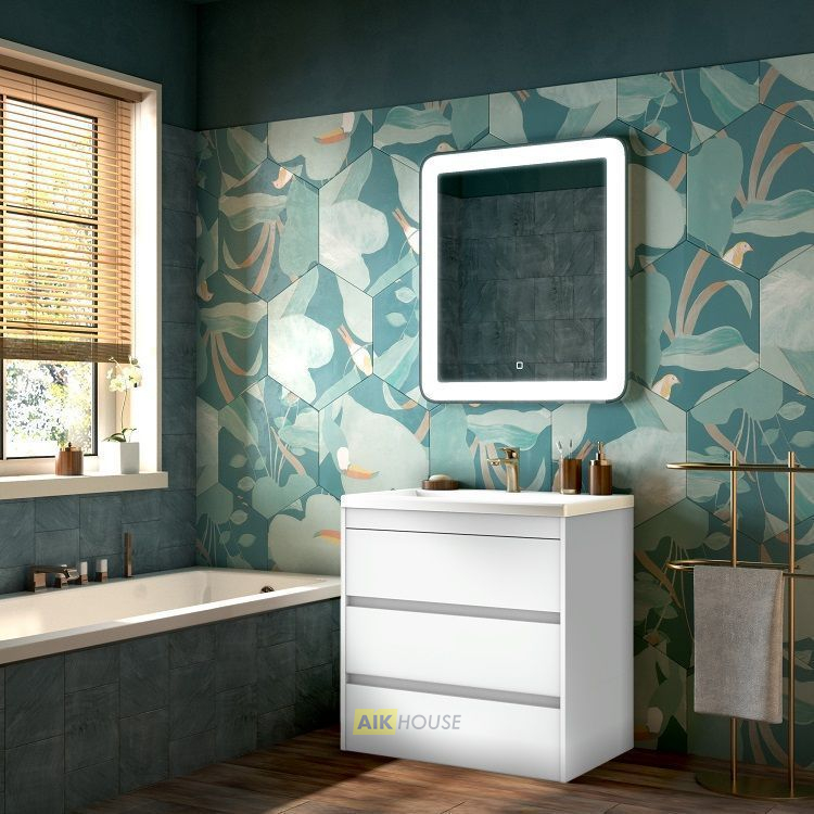 База под раковину напольная с тремя выкатными ящиками, Bianco Lucido, 750x470x845, FAMILY-750-3C-PIA-BL