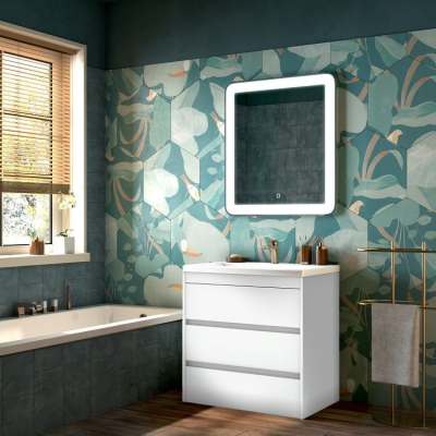База под раковину напольная с тремя выкатными ящиками, Bianco Lucido, 750x470x845, FAMILY-750-3C-PIA-BL
