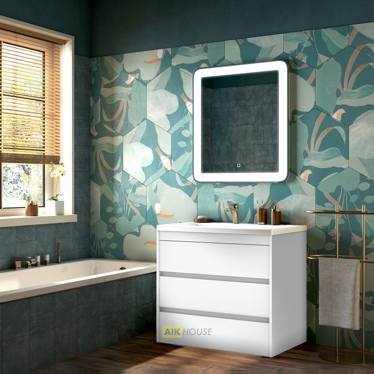 База под раковину напольная с тремя выкатными ящиками, Bianco Lucido, 900x480x845, FAMILY-900-3C-PIA-BL