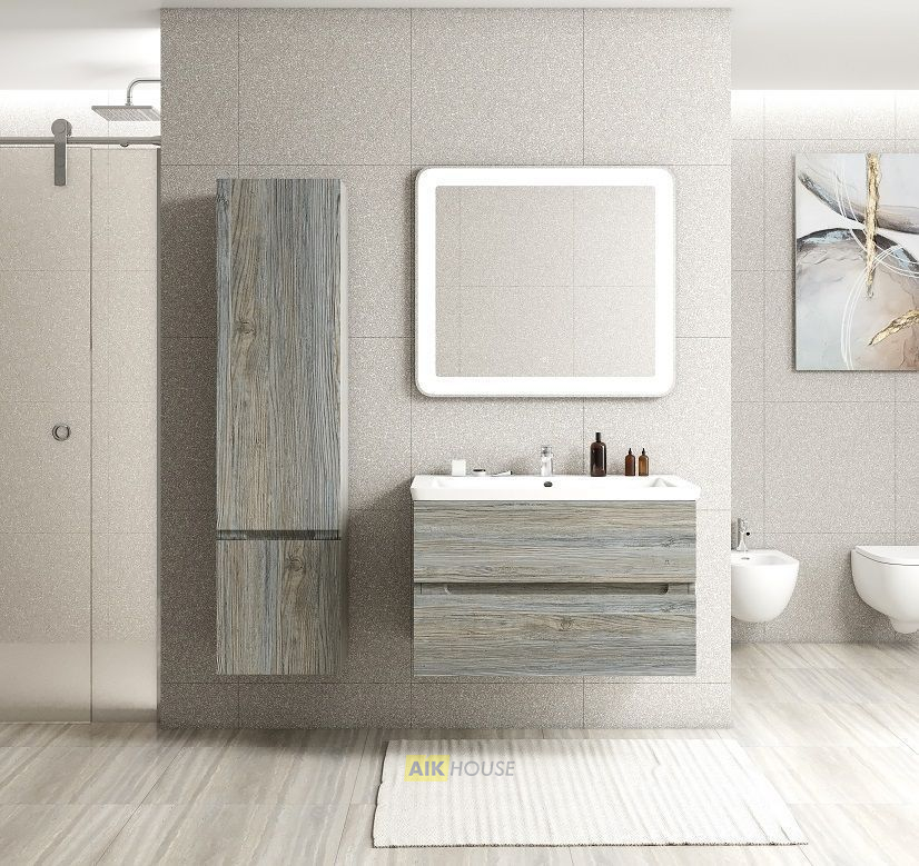 Шкаф подвесной, фасады асимметричные, Сосна 400x300x1600, AM-Techno-1600-AC-SO-LW635-L