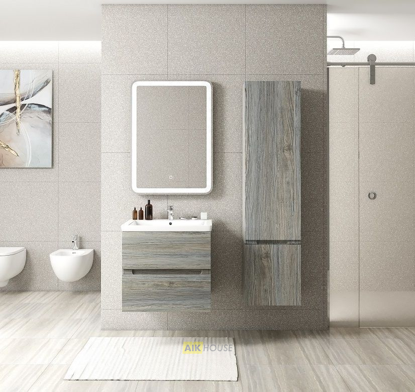 Шкаф подвесной, фасады асимметричные, Сосна 400x300x1600, AM-Techno-1600-AC-SO-LW635-R