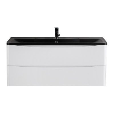 Тумба с раковиной подвесная BelBagno ACQUA 120 Bianco Lucido, раковина чёрная