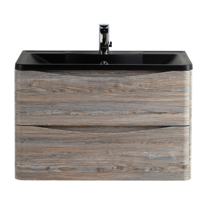 Тумба с раковиной подвесная BelBagno ACQUA 80 Pino Scania, раковина чёрная
