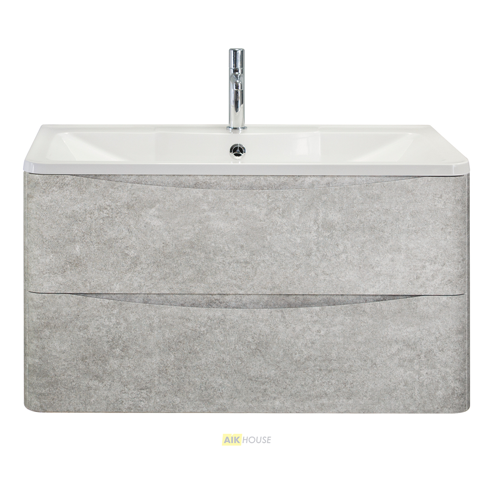 Тумба с раковиной подвесная  BelBagno ACQUA 90 Cemento Verona Grigio, раковина белая