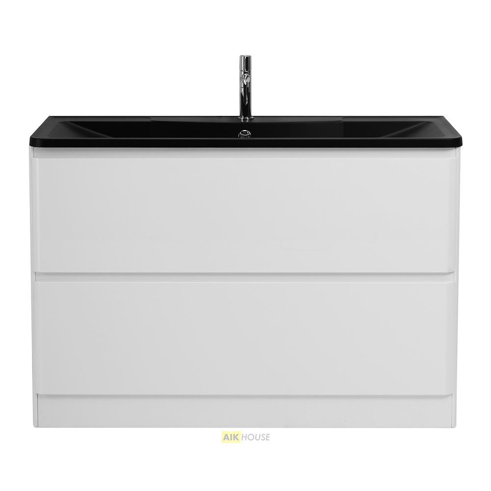 Тумба с раковиной напольная BelBagno ALBANO 120 Bianco Lucido, раковина чёрная