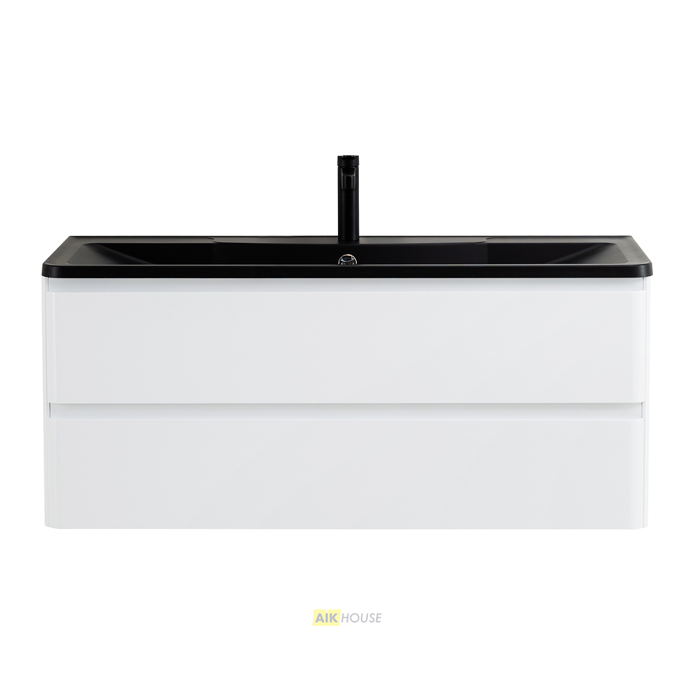 Тумба с раковиной подвесная BelBagno ALBANO 120 Bianco Lucido, раковина чёрная