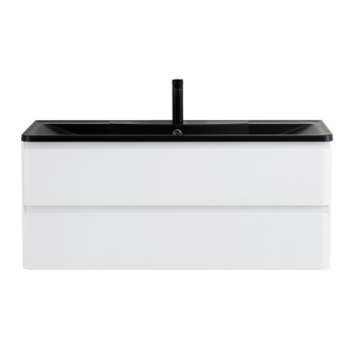 Тумба с раковиной подвесная BelBagno ALBANO 120 Bianco Lucido, раковина чёрная