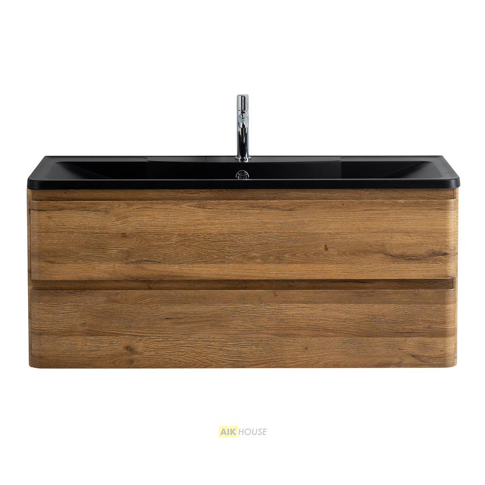 Тумба с раковиной подвесная BelBagno ALBANO 120 Rovere Rustico, раковина чёрная