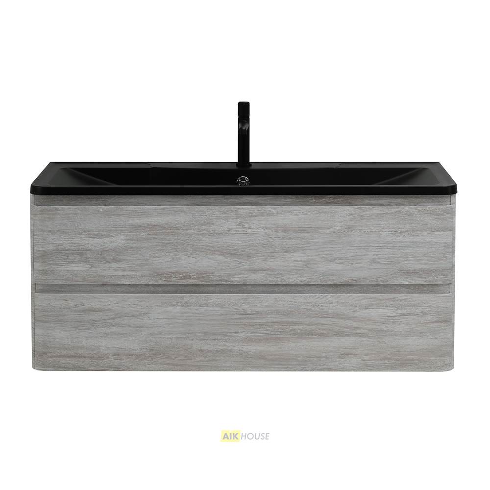 Тумба с раковиной подвесная BelBagno ALBANO 120 Rovere Vintage Bianco, раковина чёрная