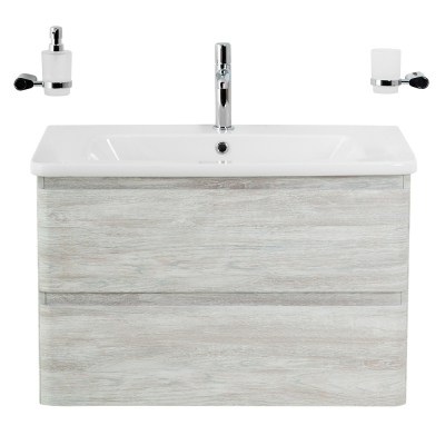 Тумба с раковиной подвесная  BelBagno ALBANO-CER 80 Rovere Vintage Bianco, раковина белая