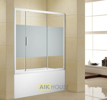Шторка для ванны Aquanet Practic AE10-B-175H150U-CP 175, прозрачное стекло/шелкография