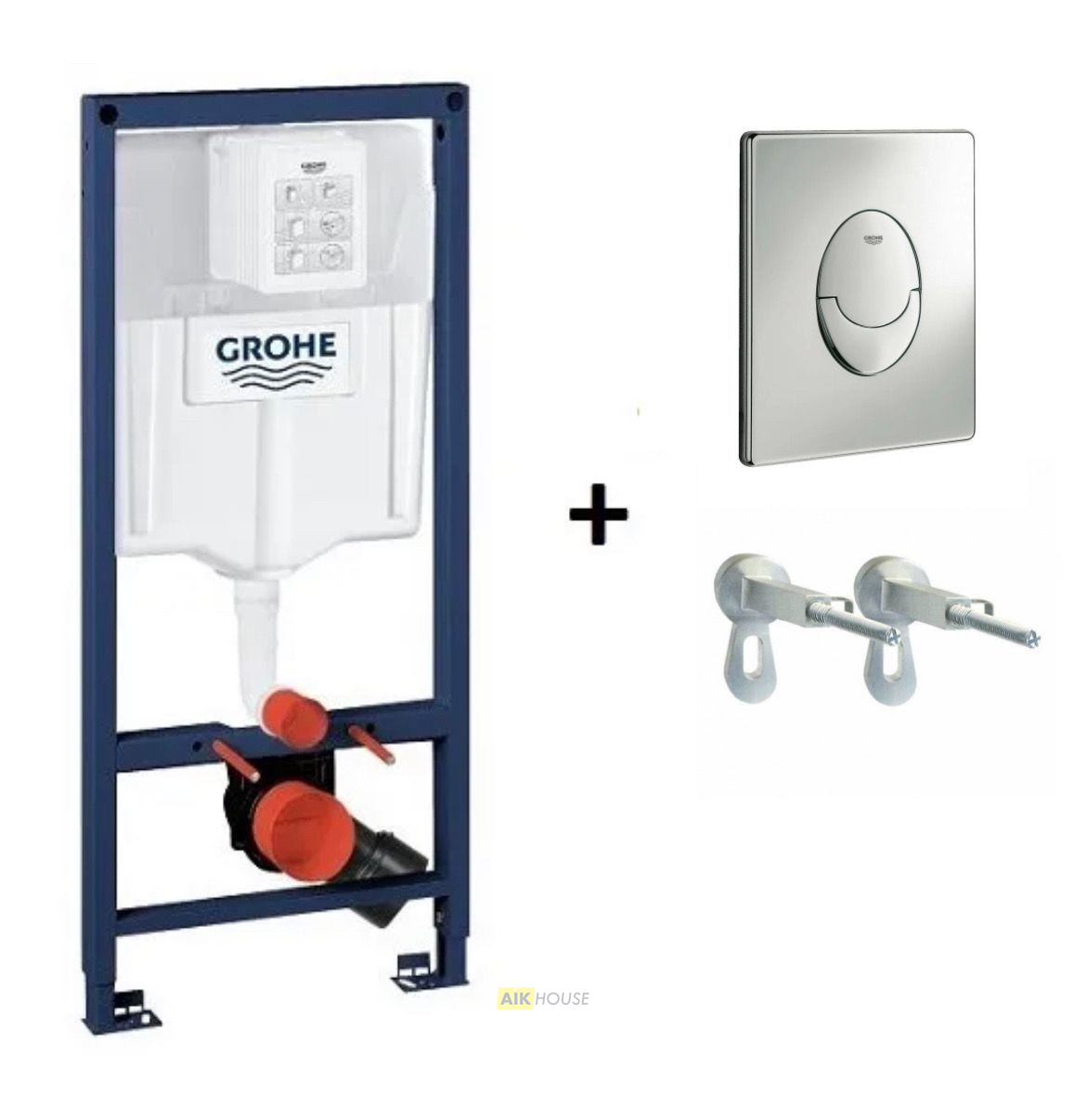 Система инсталляции для унитаза  Grohe Rapid SL 38536001  c креплением 3855800M+Кнопка смыва Grohe Skate Air 38505000 хром глянец