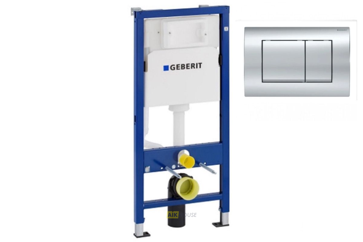 Инсталляция для унитаза Geberit Duofix UP100 458.103.00.1+ Клавиша смыва Geberit Delta 30 115.137.21.1 хром глянец