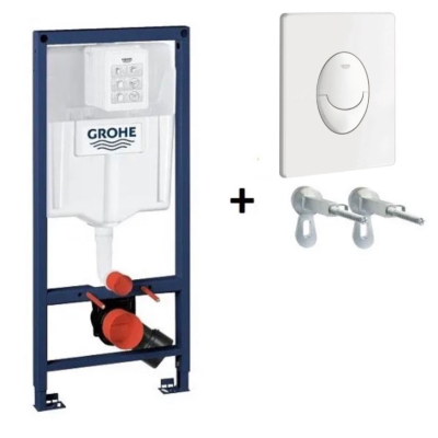 Система инсталляции для унитаза Grohe Rapid SL 38536001 c креплением 3855800M+Кнопка смыва Grohe Skate Air 38505SH0 белая