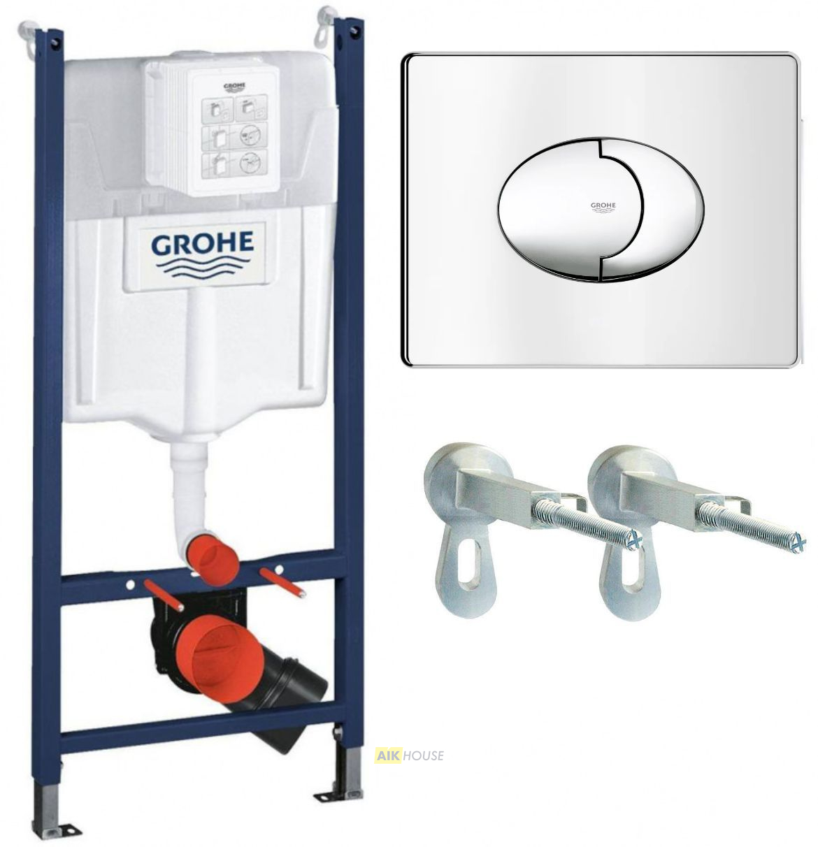 Система инсталляции для унитаза Grohe Rapid SL 3в1 38840000 с панелью смыва Grohe Skate Air 38506000 хром горизонтальная+крепеж 3855800M