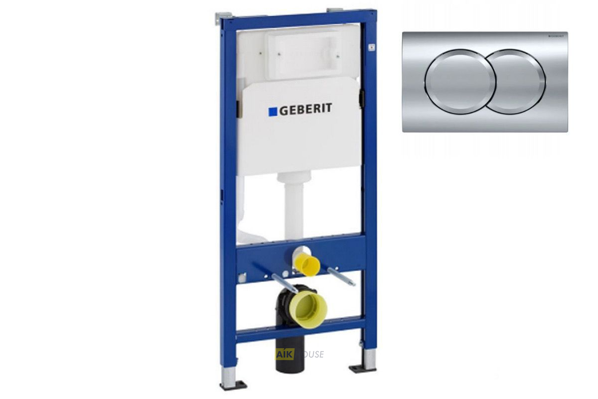 Инсталляция для унитаза Geberit Duofix UP100 458.103.00.1+Клавиша смыва Geberit Delta 01 115.107.21.1, хром глянец