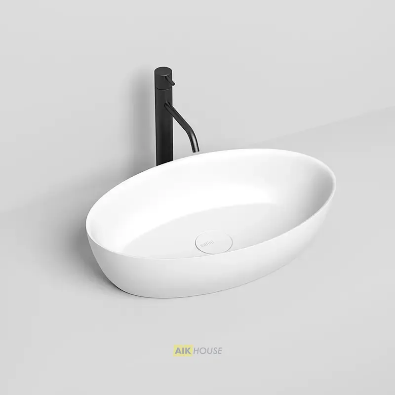 Раковина накладная Salini Alda 01, 58 см, из искусственного камня S-Stone, белый матовый, 110621M