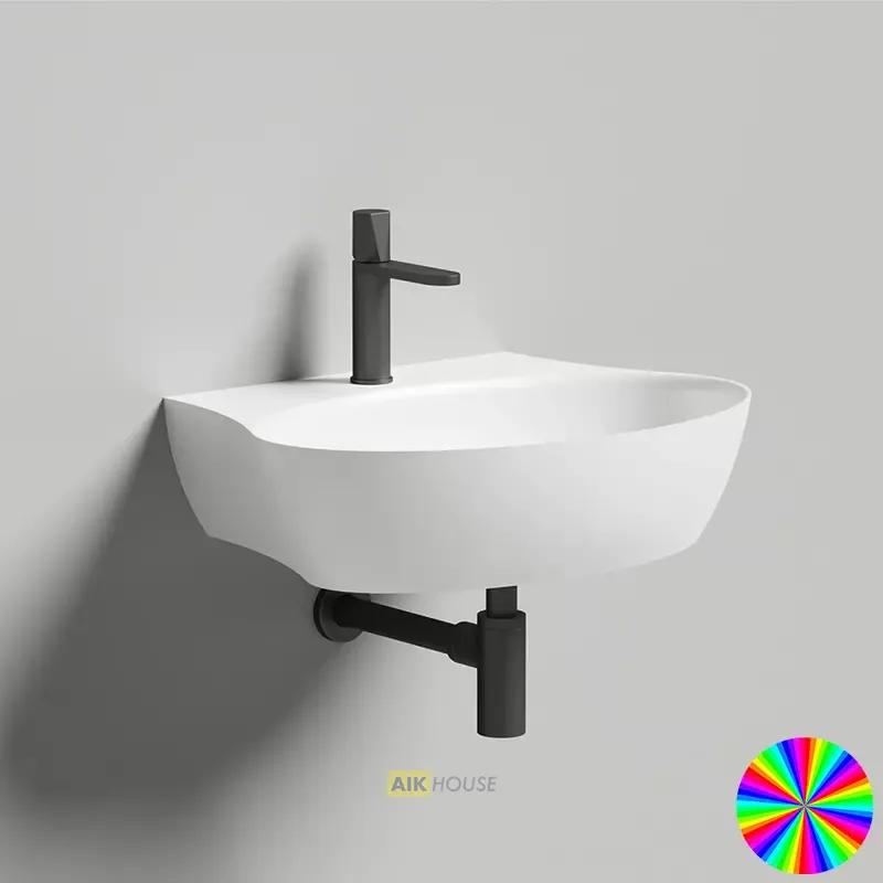 Раковина Salini Alda Wall 02, 58 см, из искусственного камня S-Sense, белый глянцевый, 140312G