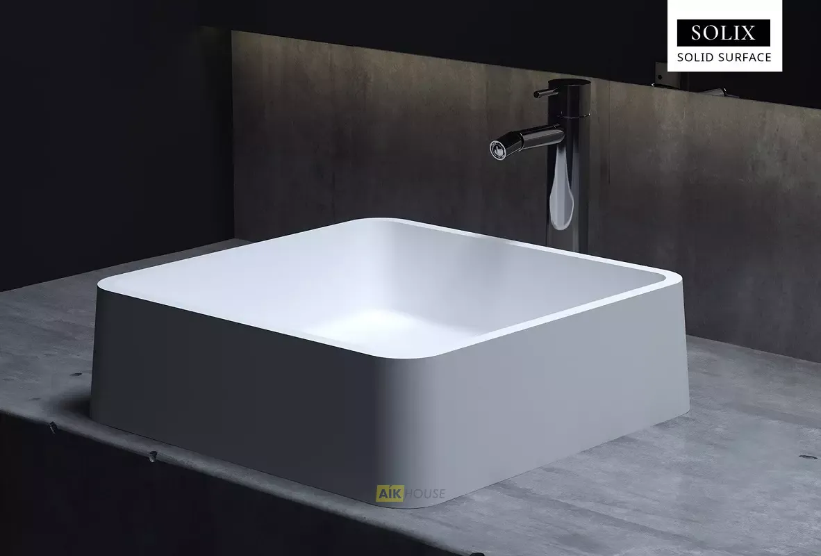 Раковина накладная Salini Gloria 02 1102202G/M, 41,5 x 41,5 см, из материала Solix, глянцевая или матовая белая