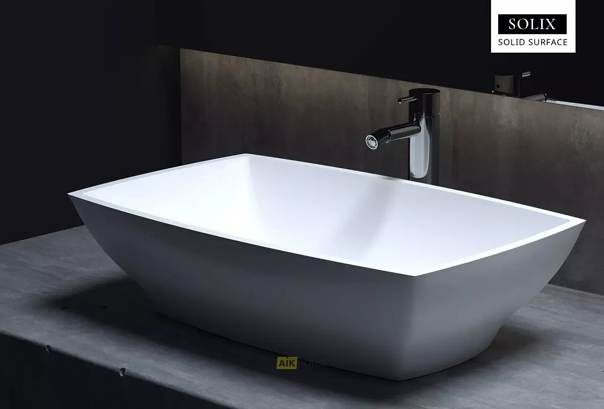 Раковина накладная Salini Gloria 04 1102204G/M, 60 x 38 см, из материала Solix, глянцевая или матовая белая