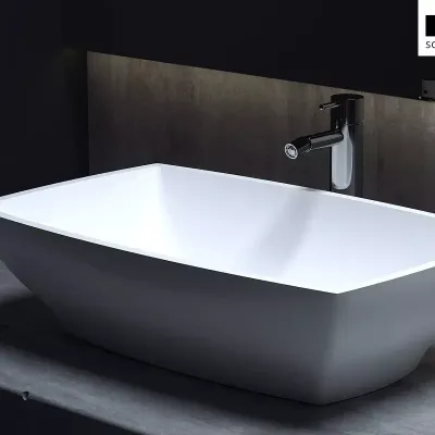 Раковина накладная Salini Gloria 04 1102204G/M, 60 x 38 см, из материала Solix, глянцевая или матовая белая