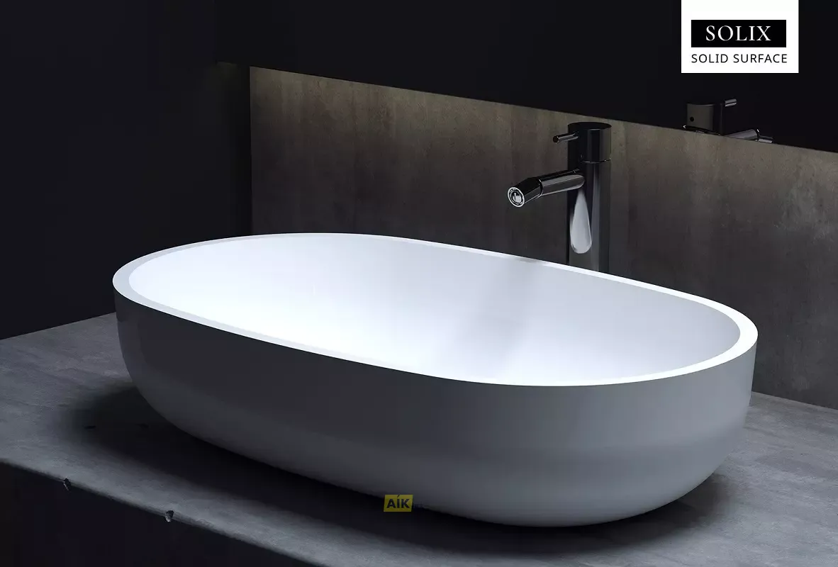 Раковина накладная Salini Gloria 05 1102205G/M, 64 x 38,5 см, из материала Solix, глянцевая или матовая белая