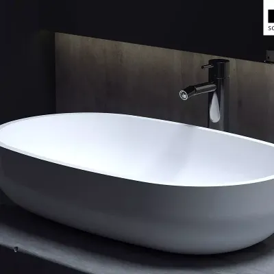 Раковина накладная Salini Gloria 05 1102205G/M, 64 x 38,5 см, из материала Solix, глянцевая или матовая белая
