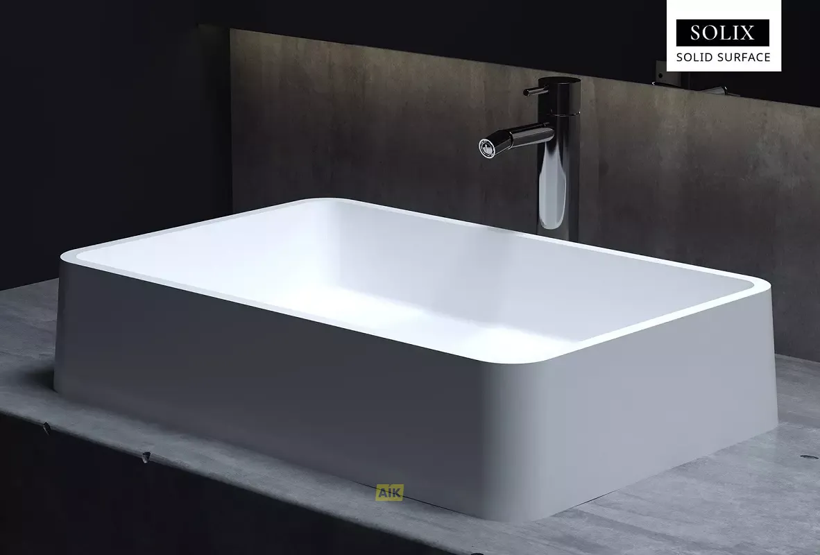 Раковина накладная Salini Gloria 07 1102207G/M, 59,5 x 39,5 см, из материала Solix, глянцевая или матовая белая