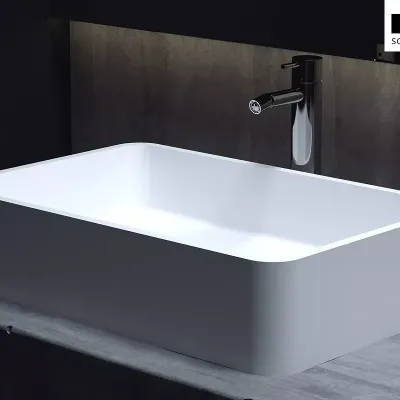 Раковина накладная Salini Gloria 07 1102207G/M, 59,5 x 39,5 см, из материала Solix, глянцевая или матовая белая