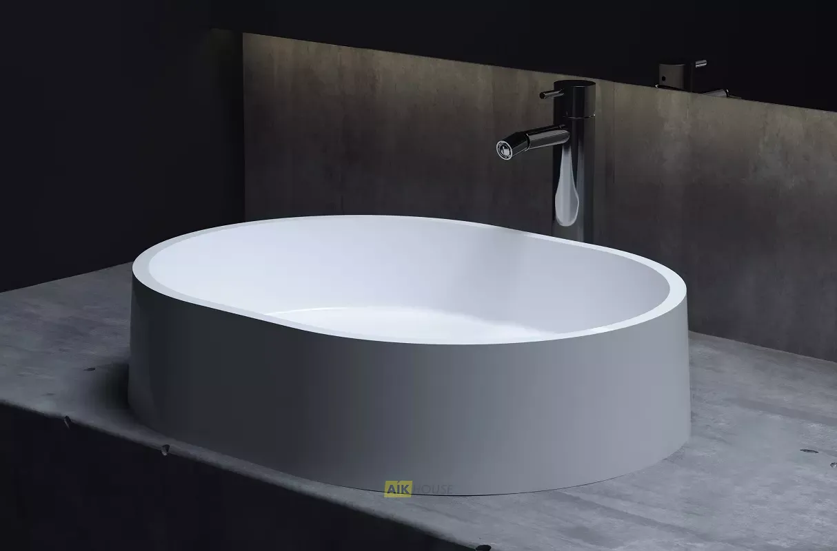 Раковина накладная Salini Gloria 311 1102211G/M, 56 x 44 см, из материала Solix, глянцевая или матовая белая