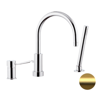 Смеситель для ванны с душем Remer Minimal N072BG, золото брашированное