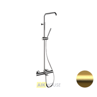 Душевая система термостатическая с изливом Remer Elegance EQ34A7MMSSOFBG, золото брашированное